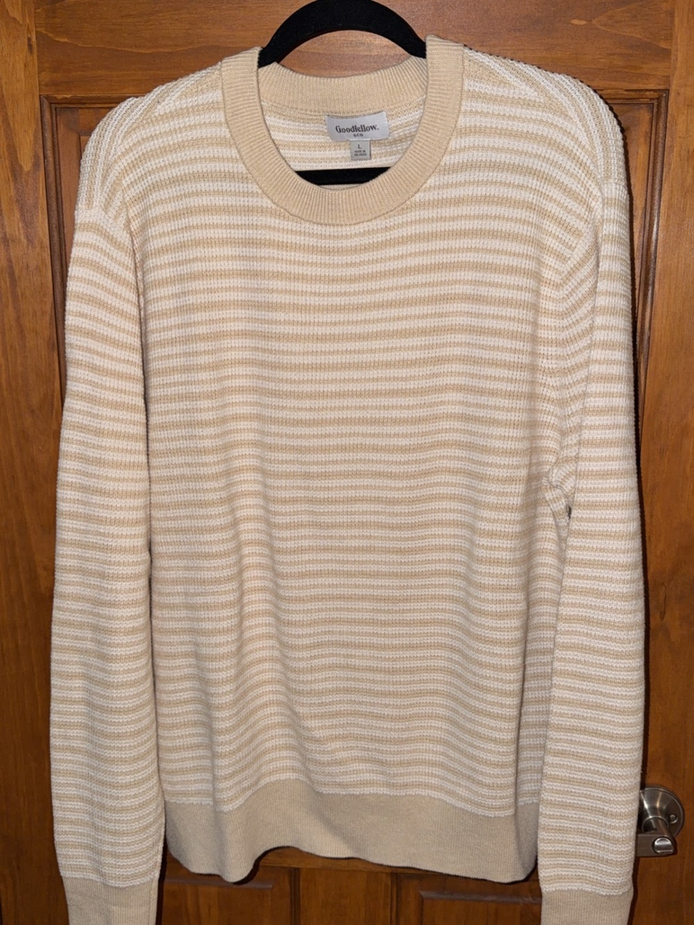 Goodfellow & Co  Cream Striped Crewneck Sweater